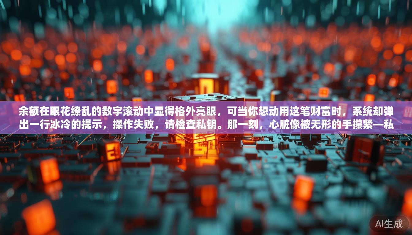 余额在眼花缭乱的数字滚动中显得格外亮眼，可当你想动用这笔财富时，系统却弹出一行冰冷的提示，操作失败，请检查私钥。那一刻，心脏像被无形的手攥紧—私钥，找不回来了